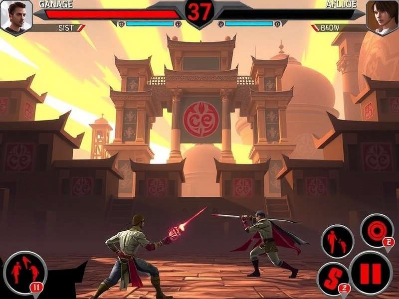 Shadow Combat King - Gameplay Introduction Shadow Combat King gameplay showing two warriors fighting in a temple arena
